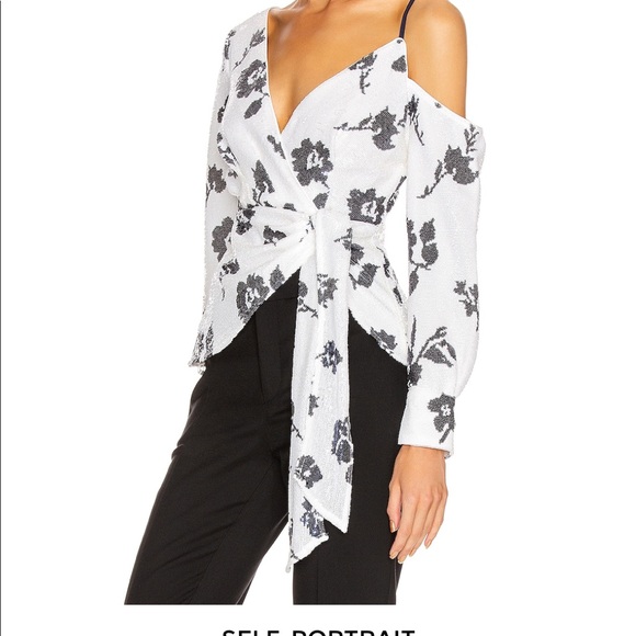 Self-Portrait sequin wrap blouse - Picture 3 of 7